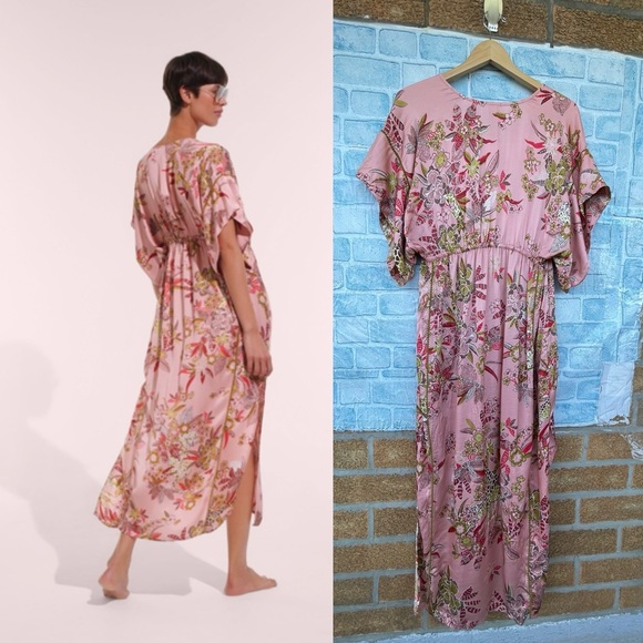 poupette st barth long kaftan amaya pink leo forest size M/L - Picture 2 of 16